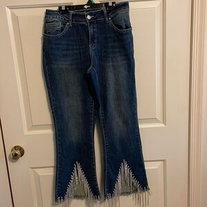 Gorgeous high fashion rhinestone-dripping jeans